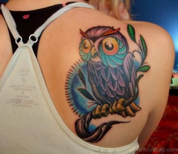 Lovely Owl Tattoo On Right Shoulder