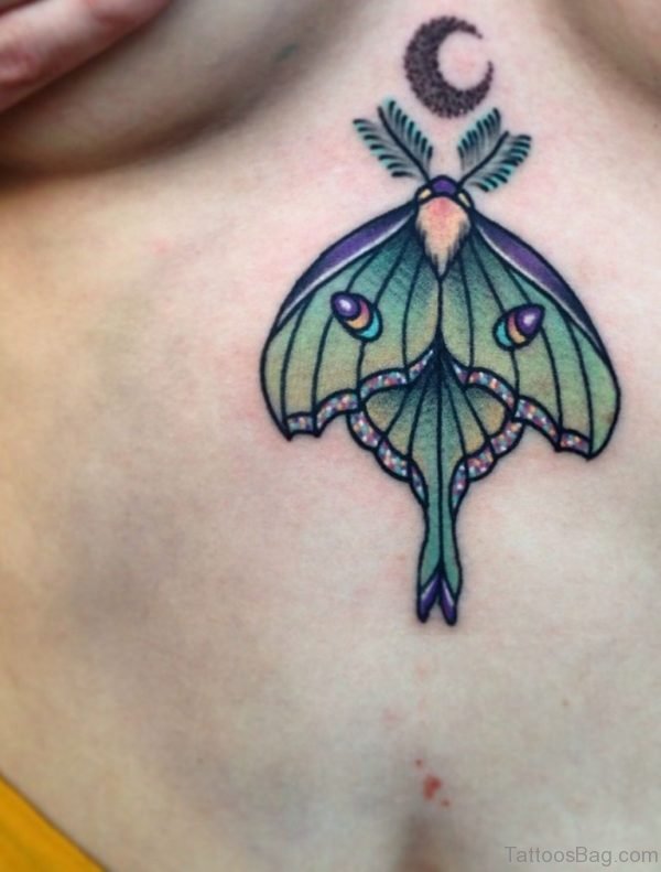 Luna Moth And Moon Tattoo