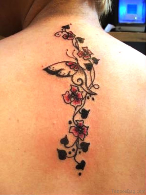 Magnificent Vine Tattoo On Back
