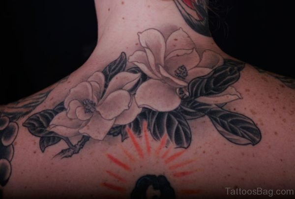 Magnolia Tattoo On Nape 