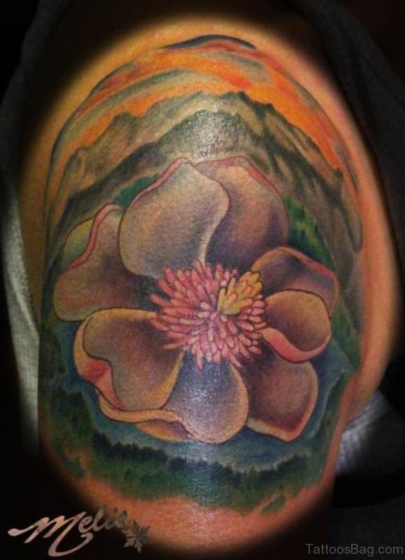 Magnolia Tattoo On Shoulder 