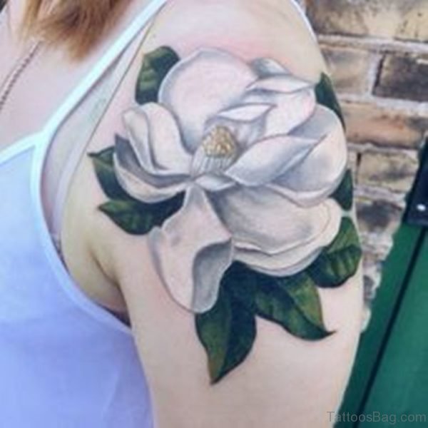 Magnolia Tattoo On Shoulder 