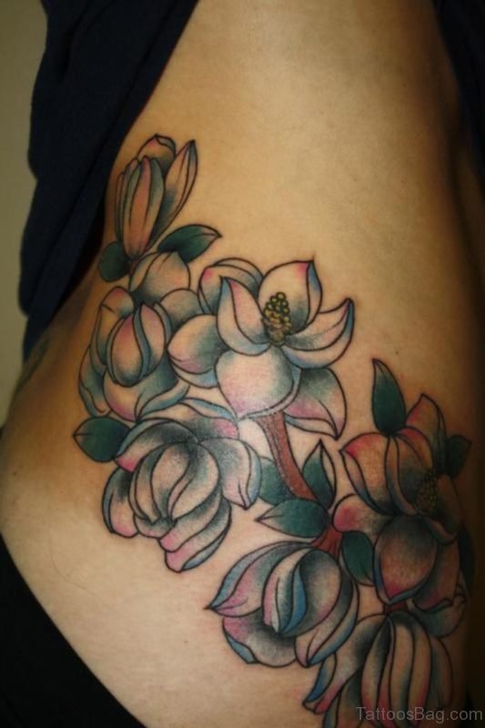 Magnolia Tattoo On Waist 
