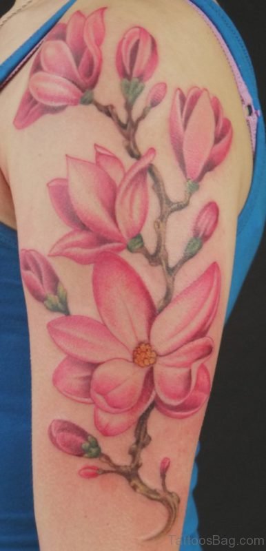 Magnolia tattoo On Shoulder 