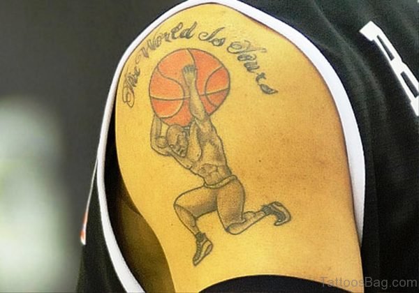 Man Carrying Basketball Tattoo Design