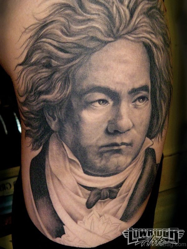 Man Rib Side Portrait Tattoo 