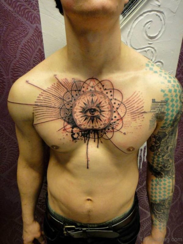 Mandala Eye Tattoo On Chest 