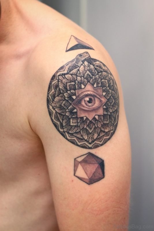 Mandala Eye Tattoo on Shoulder 