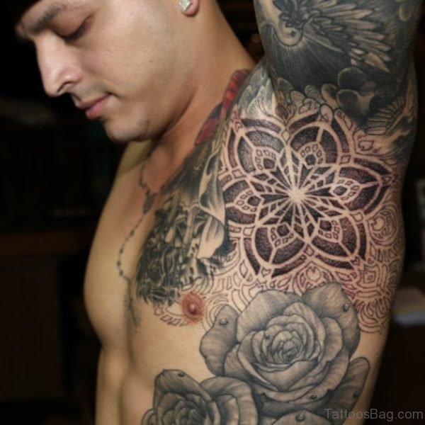 Mandala Flower Tattoo On Rib 