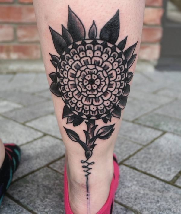 Mandala Tattoo Design On Leg 