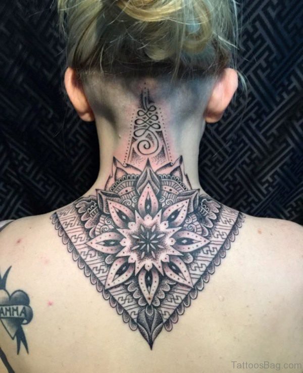 Mandala Tattoo Design On Neck Back