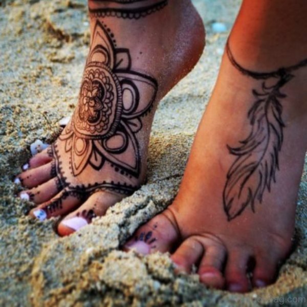 Mandala Tattoo On Foot 