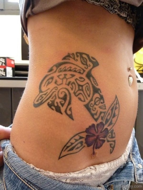 Maori Tribal Tattoo On Stomach 