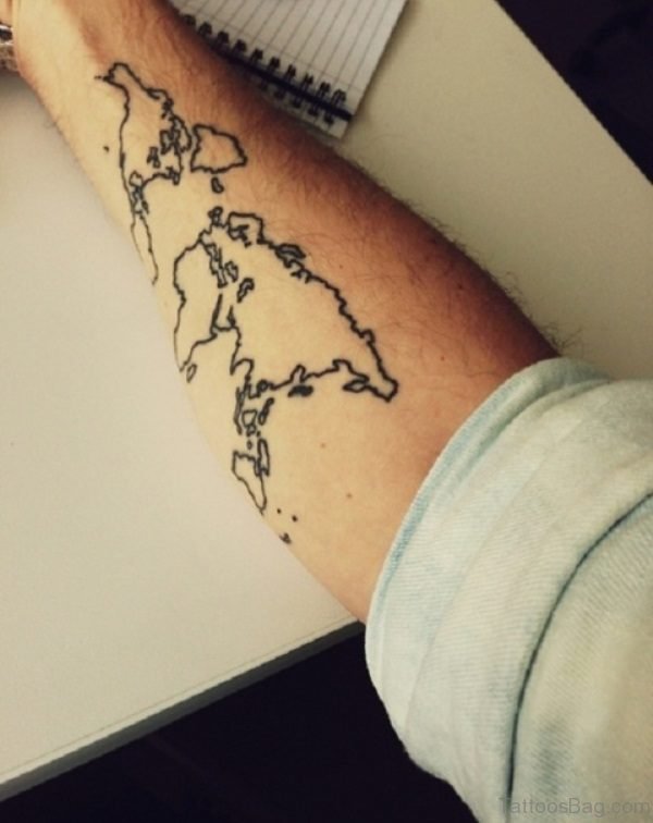 Map Tattoo Design On Arm 