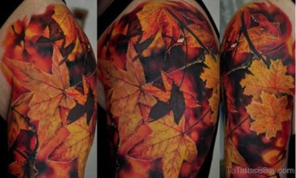 Maple Leaf Tattoo On Shoulder 