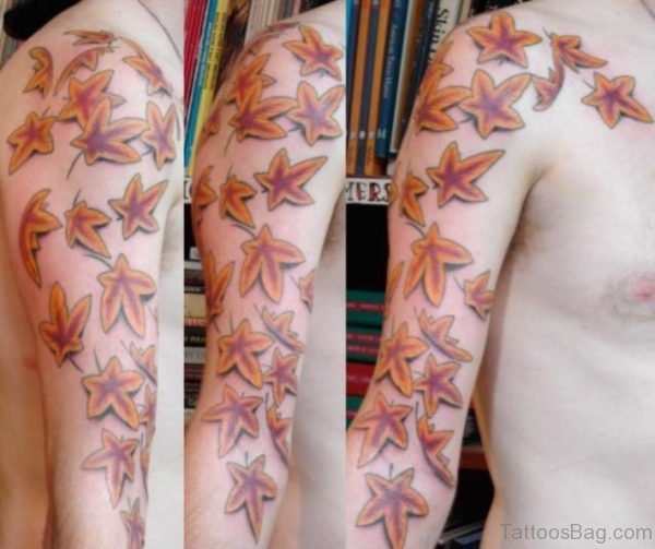 Maple Leaves tattoo On Shoulder 