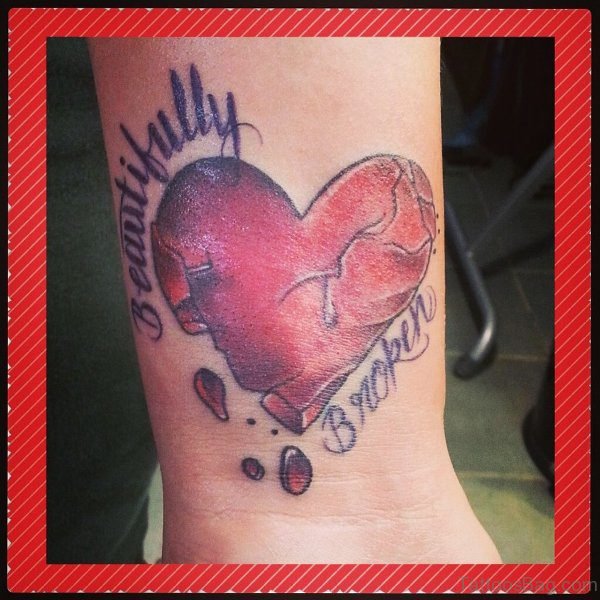 Marvelous Broken Heart Tattoo On Wrist