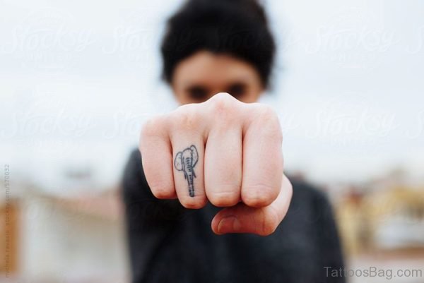 Marvelous Elephant Tattoo On Finger