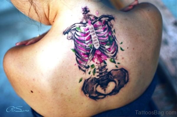 Marvelous Skeleton Tattoo On Back