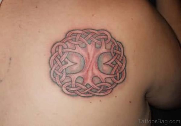 Marvelous Small Celtic Tree Circle Tattoo On Side Back