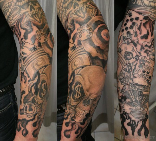 Mechanical Tattoo Design On Full Sleeve 