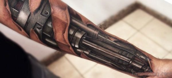 Mechanical Tattoo design On Arm