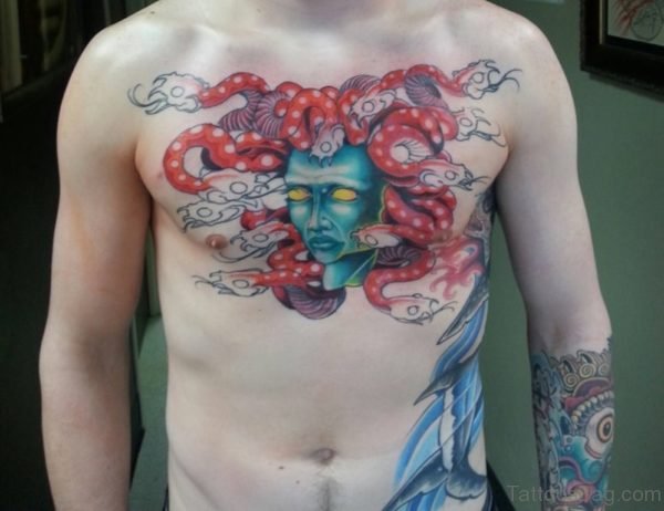 Medusa Chest Tattoo 
