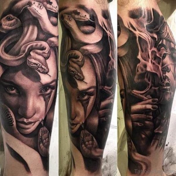 Medusa Tattoo Design On Leg 