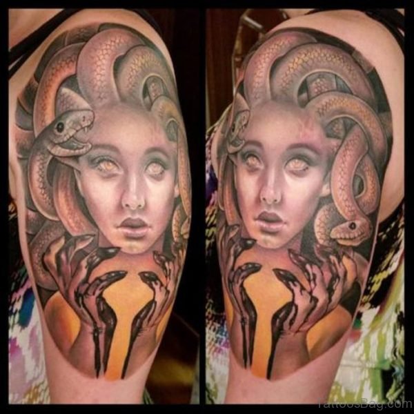 Medusa Tattoo Design On Shoulder 
