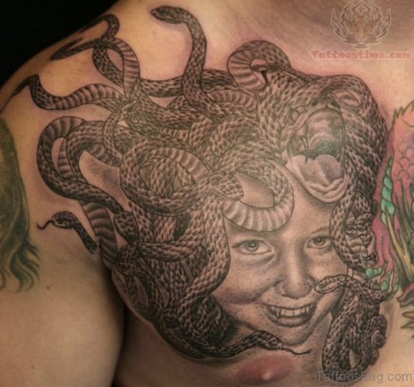 Medusa Tattoo On Chest 