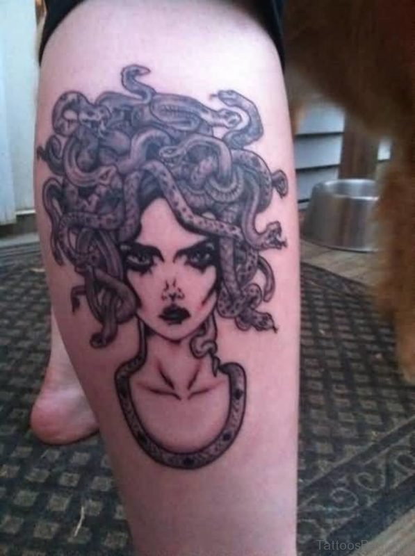 Medusa Tattoo On leg 