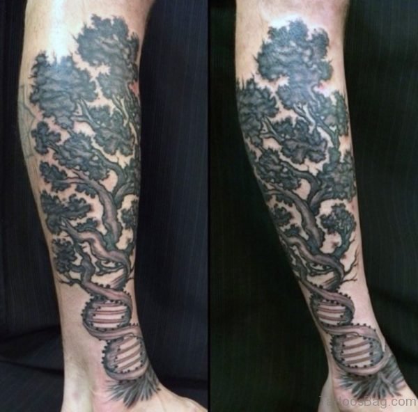 Mens Dna Tree Tattoo Design On Legs