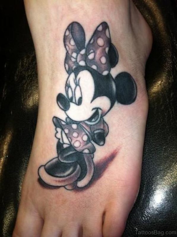 Mickey Mouse Tattoo Design On Foot 