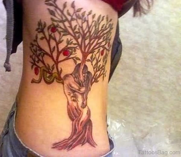 Mind Blowing Apple Tree Tattoo On Rib