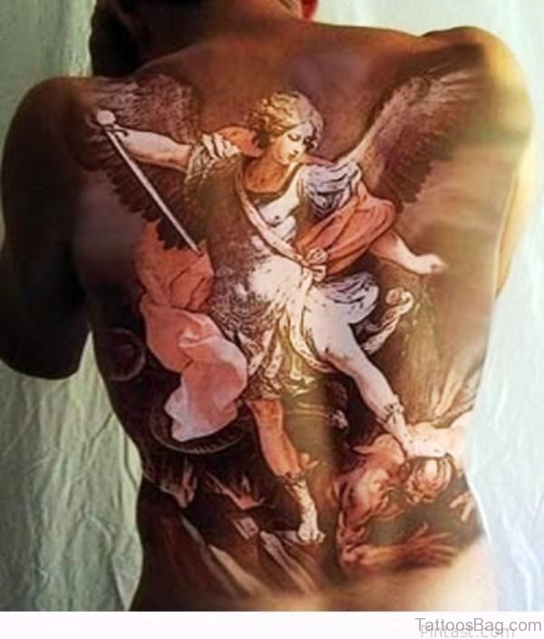 Mind Blowing Archangel Tattoo On Back
