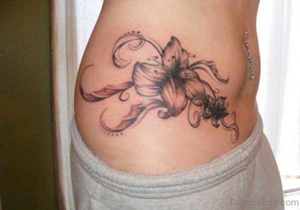 Mind Blowing Lily Flower Tattoo On Waist