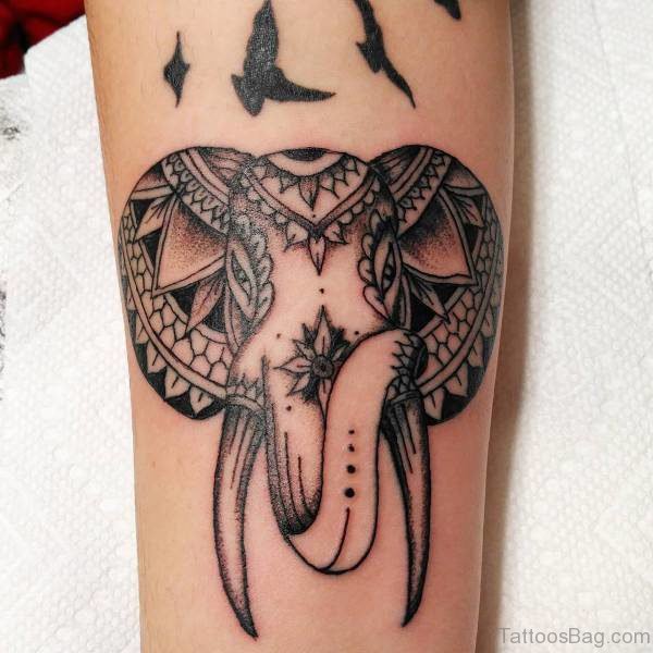 Modern Elephant Tattoo On Forearm