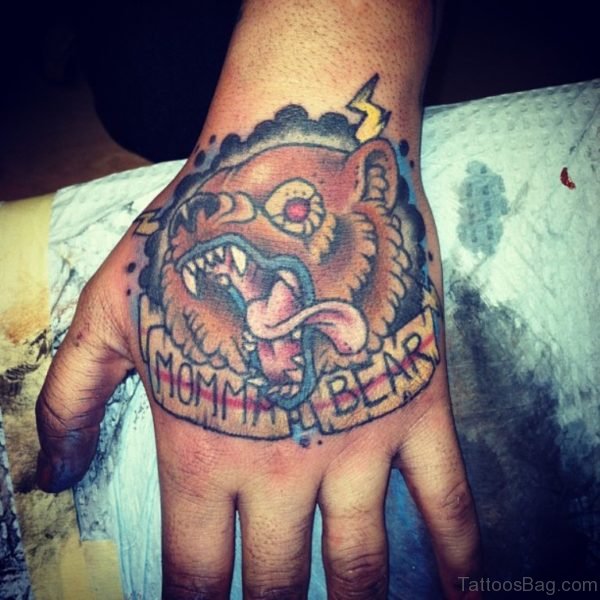 Momma Bear Tattoo On Hand