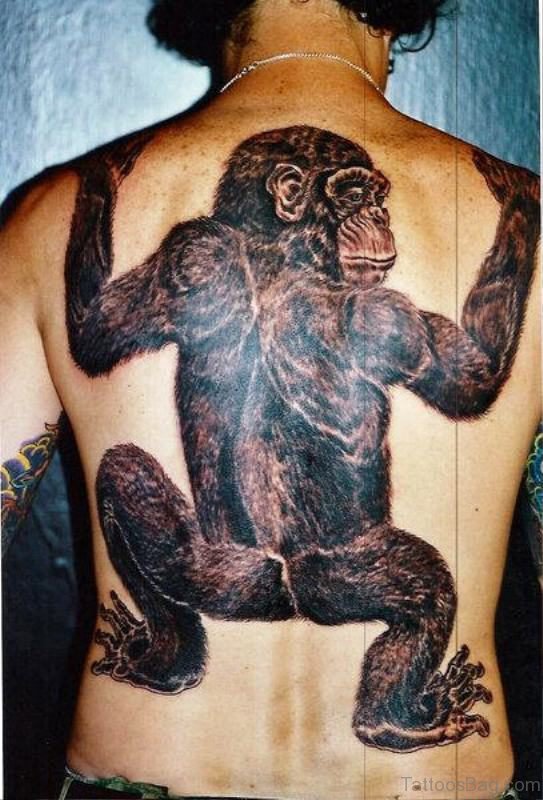 Monkey Tattoo On Back