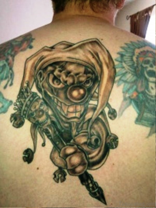 Monster Clown Tattoo On Back