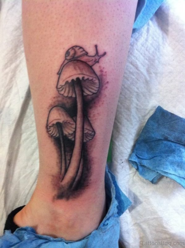 Morel Mushroom Tattoo On Leg 