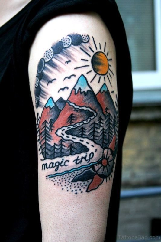 Mountain Tattoo On Shoulder