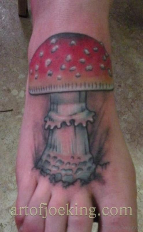 Mushroom Tattoo Design On Foot 