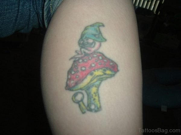 Mushroom Tattoo Design On Leg 