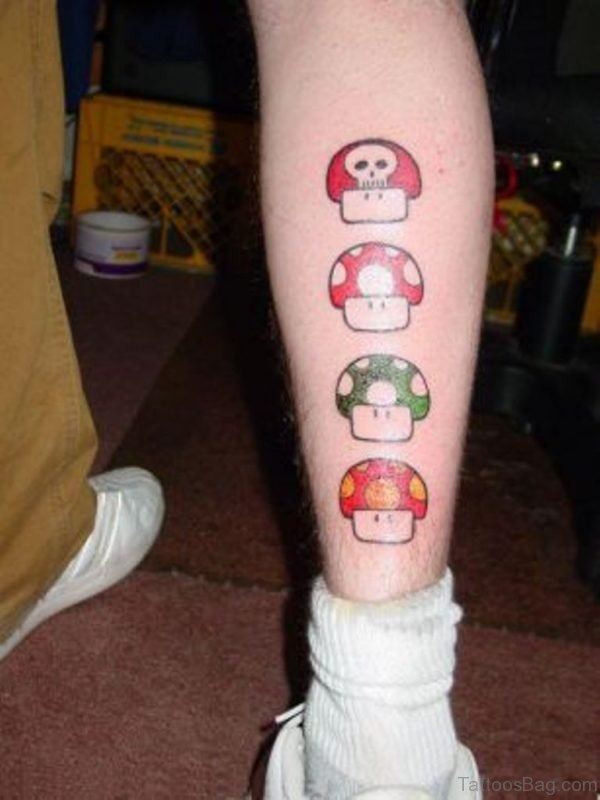 Mushroom Tattoo On Leg 