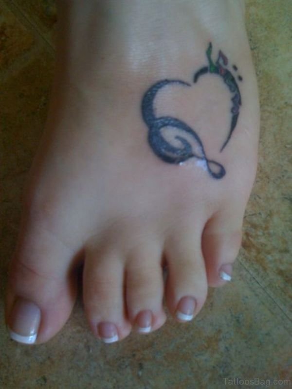 Music Heart Tattoo On Foot 1