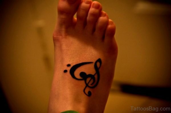 Music Heart Tattoo On Foot 