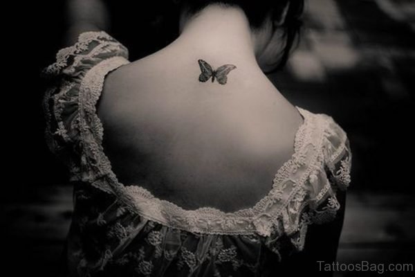 Nape Small Butterfly Tattoo