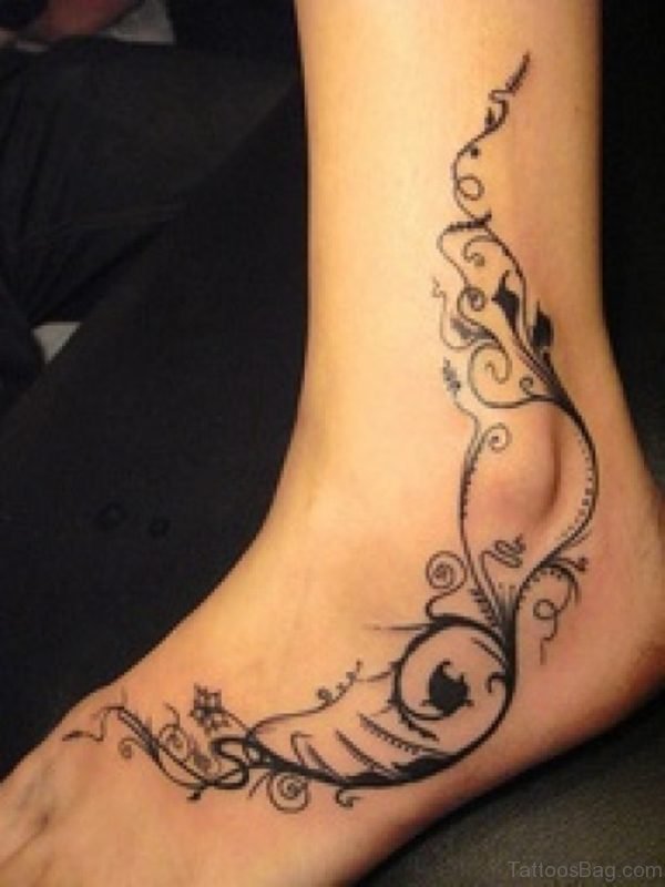 New Cute Vine Tattoo On Ankle