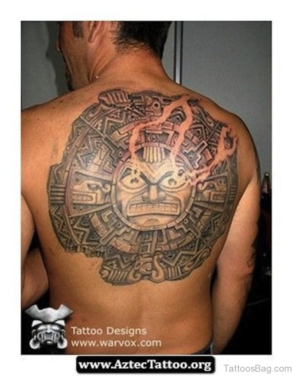 Nice Aztec Tattoo On Back 